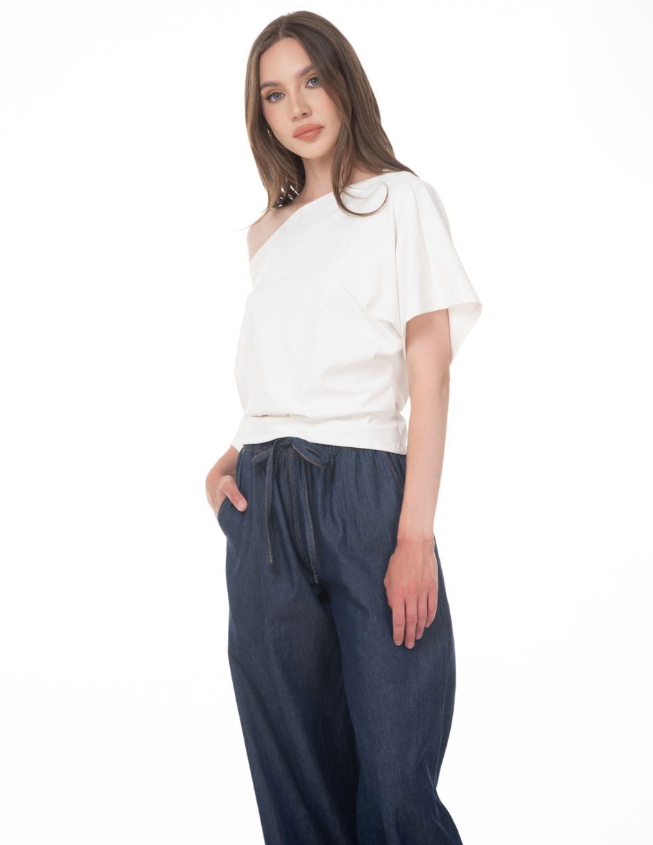 Blusa sarah bustani manga corta para mujer